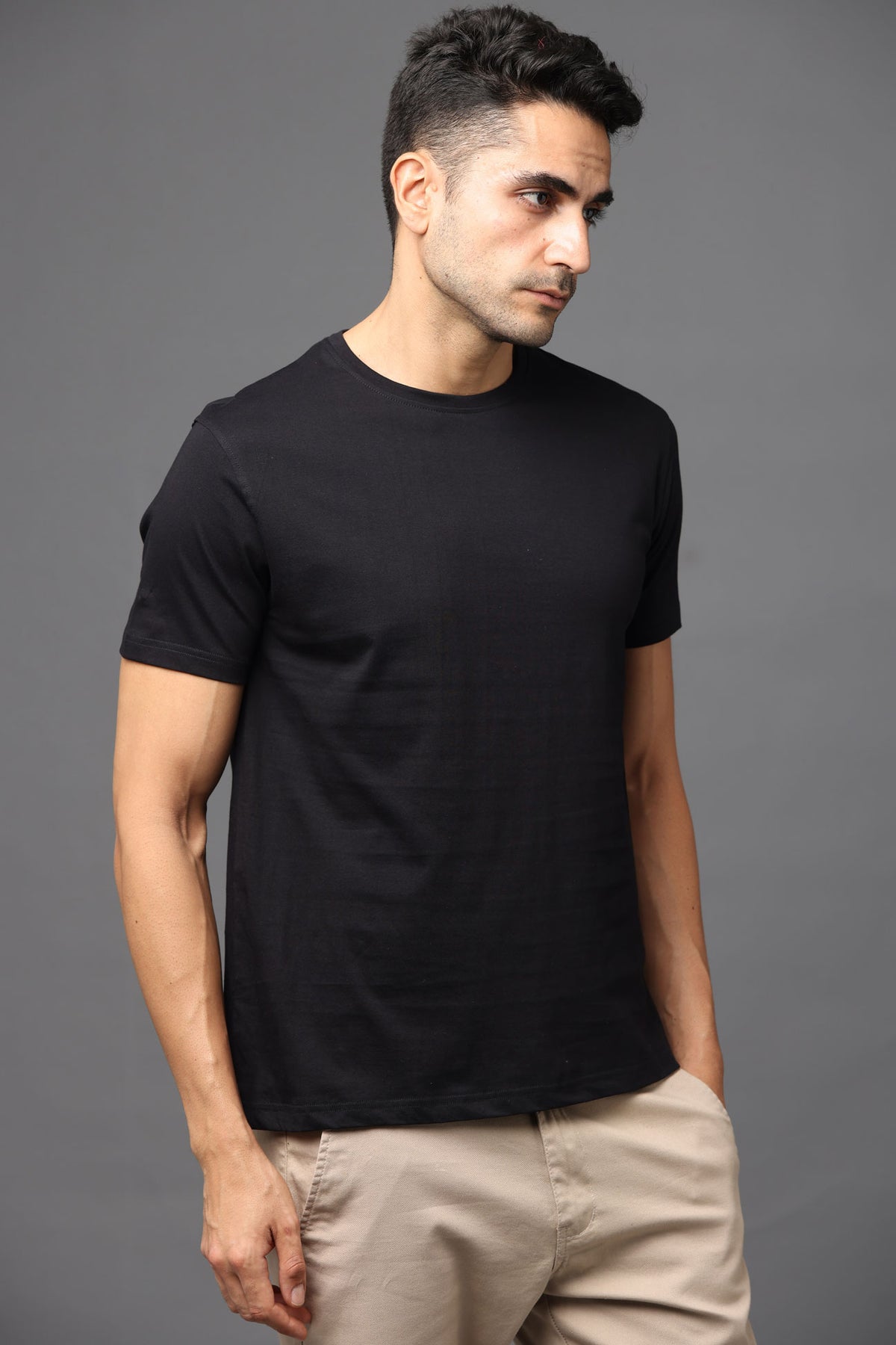 Custom Round Neck T-Shirt – 180 GSM Cotton | Logo Printing Available
