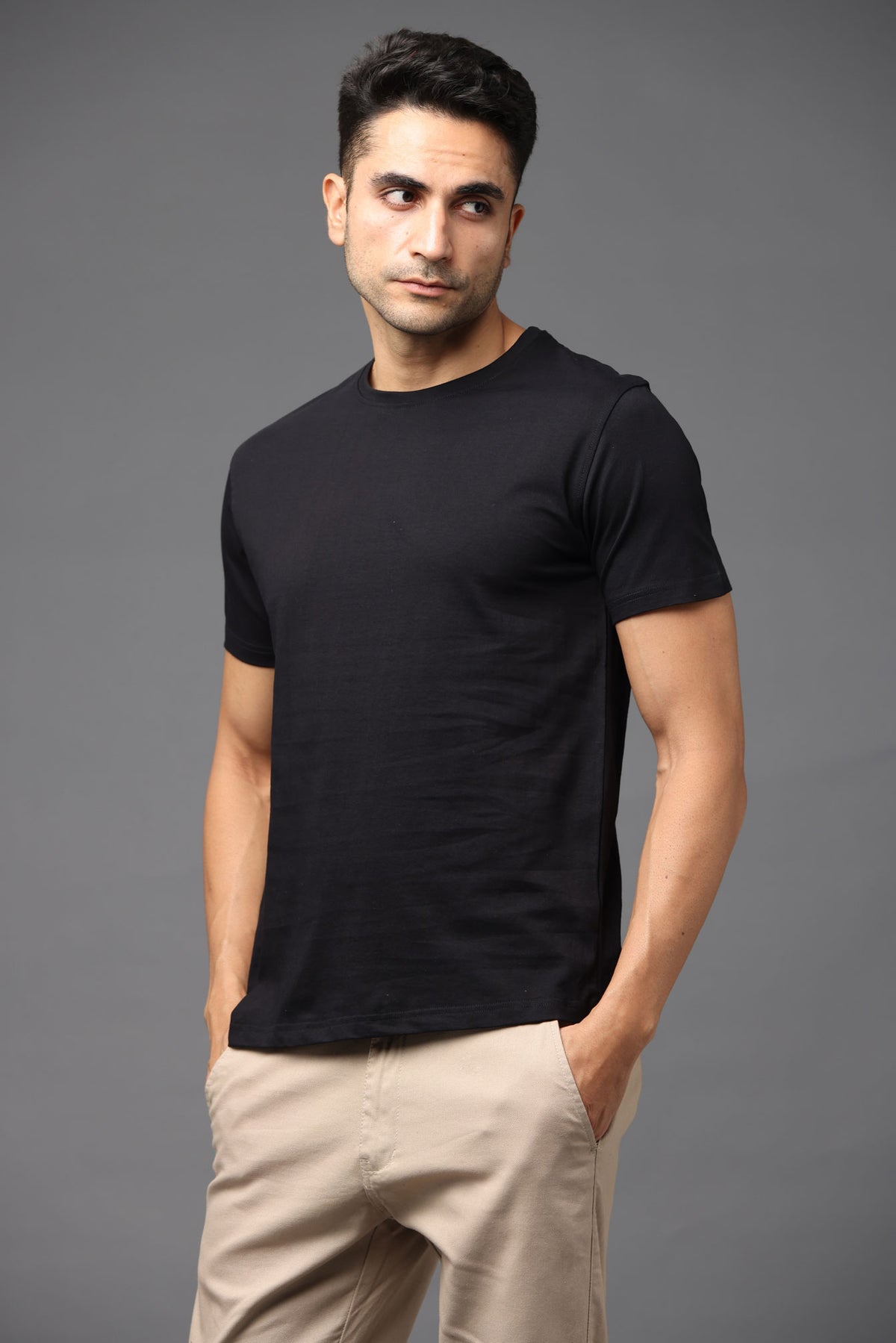 Custom Round Neck T-Shirt – 180 GSM Cotton | Logo Printing Available