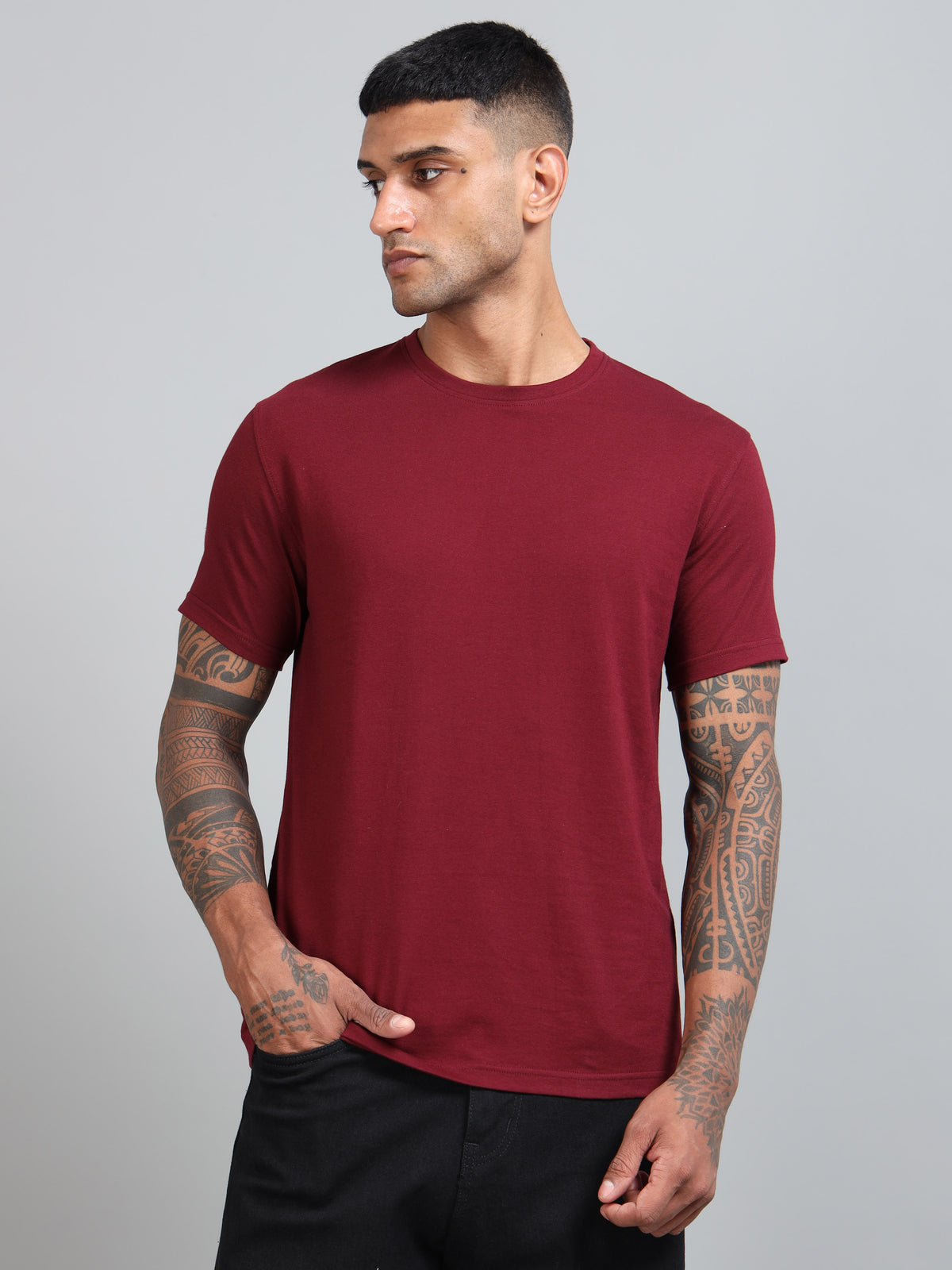Custom Round Neck T-Shirt – 180 GSM Cotton | Logo Printing Available