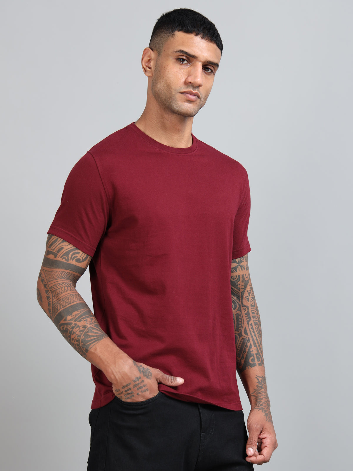 Custom Round Neck T-Shirt – 180 GSM Cotton | Logo Printing Available