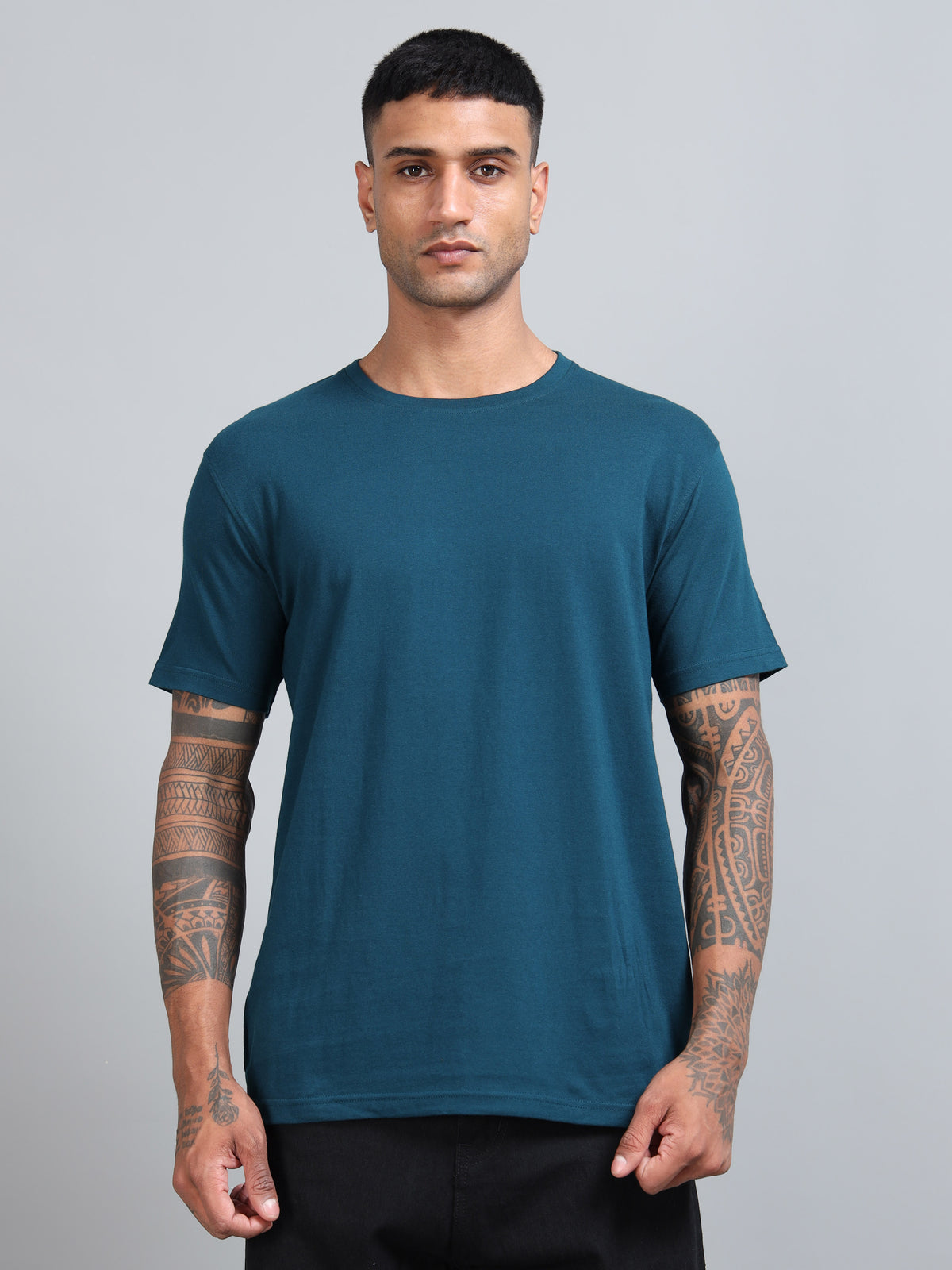 Custom Round Neck T-Shirt – 180 GSM Cotton | Logo Printing Available