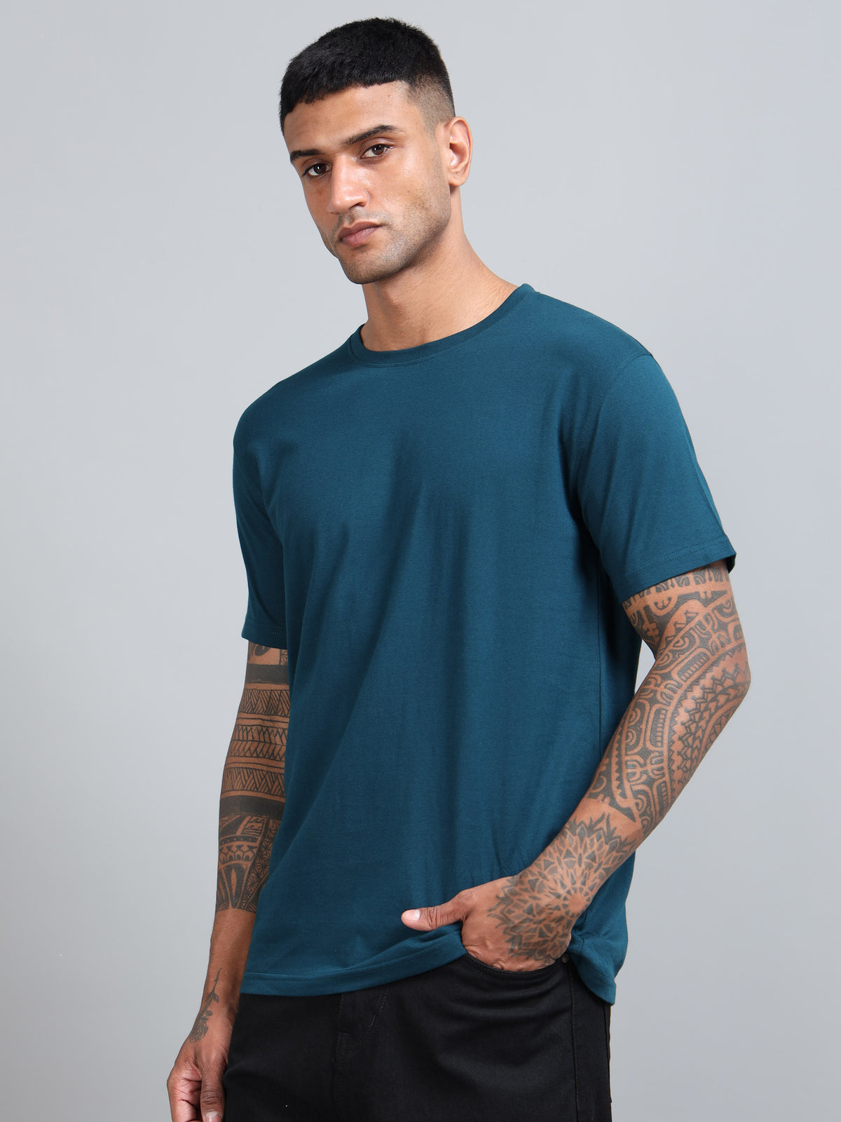 Custom Round Neck T-Shirt – 180 GSM Cotton | Logo Printing Available