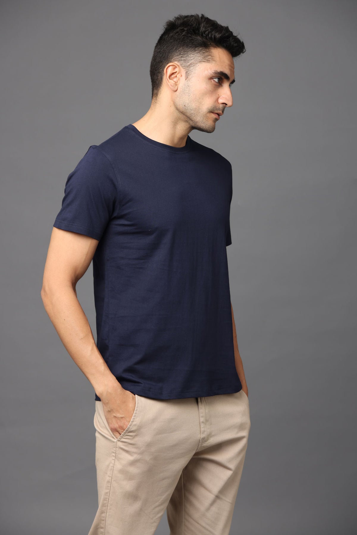 Custom Round Neck T-Shirt – 180 GSM Cotton | Logo Printing Available