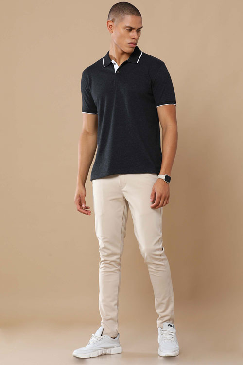 Sustainable Jacquard Polo T-Shirt — Recycled Cotton, HD Jacquard Collar & Cuffs