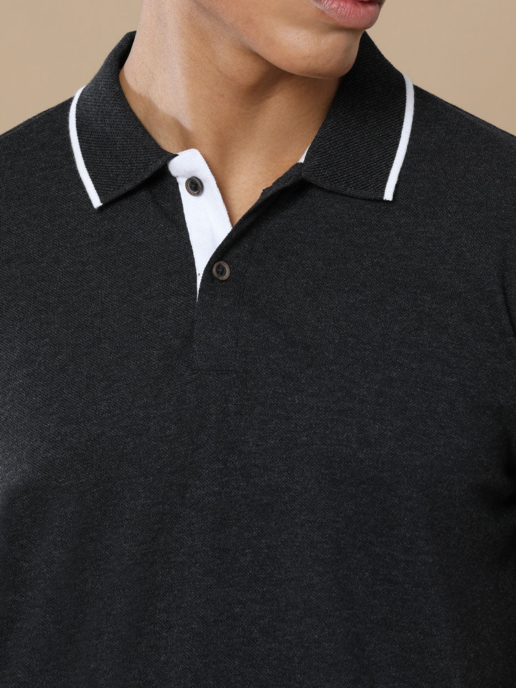 Sustainable Jacquard Polo T-Shirt — Recycled Cotton, HD Jacquard Collar & Cuffs