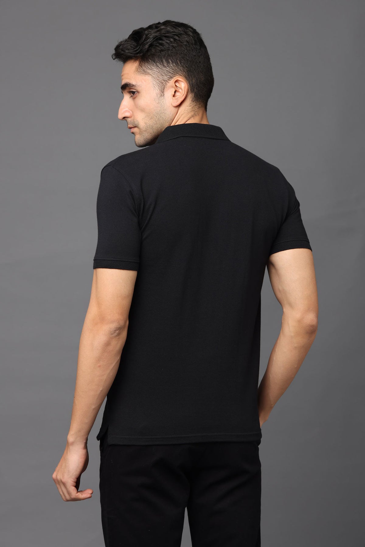 Sustainable Jacquard Polo T-Shirt — Recycled Cotton, HD Jacquard Collar & Cuffs