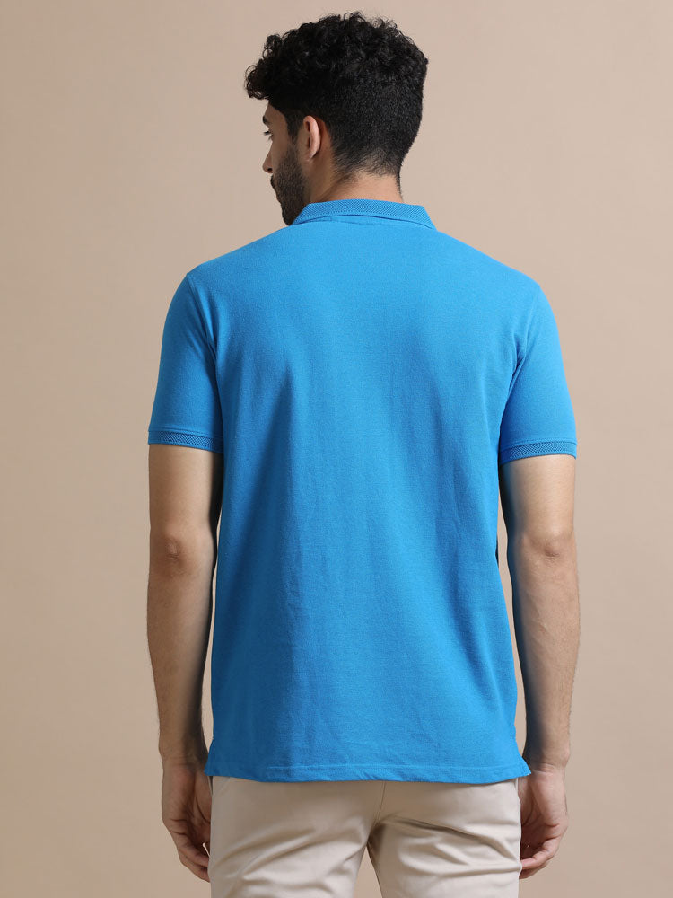 Sustainable Jacquard Polo T-Shirt — Recycled Cotton, HD Jacquard Collar & Cuffs