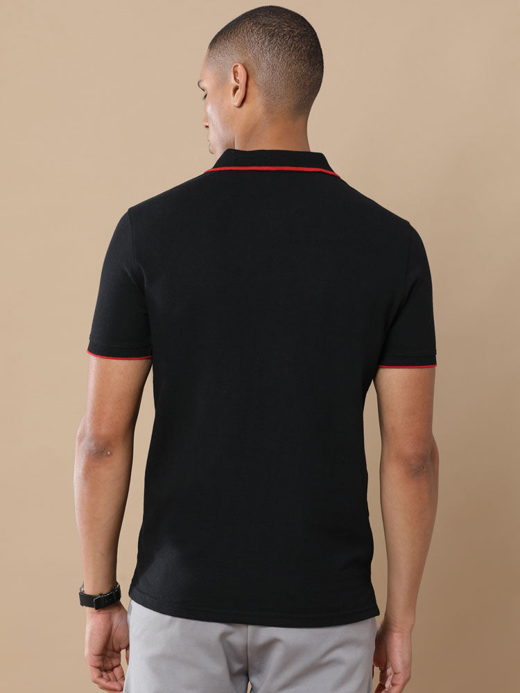 Sustainable Jacquard Polo T-Shirt — Recycled Cotton, HD Jacquard Collar & Cuffs