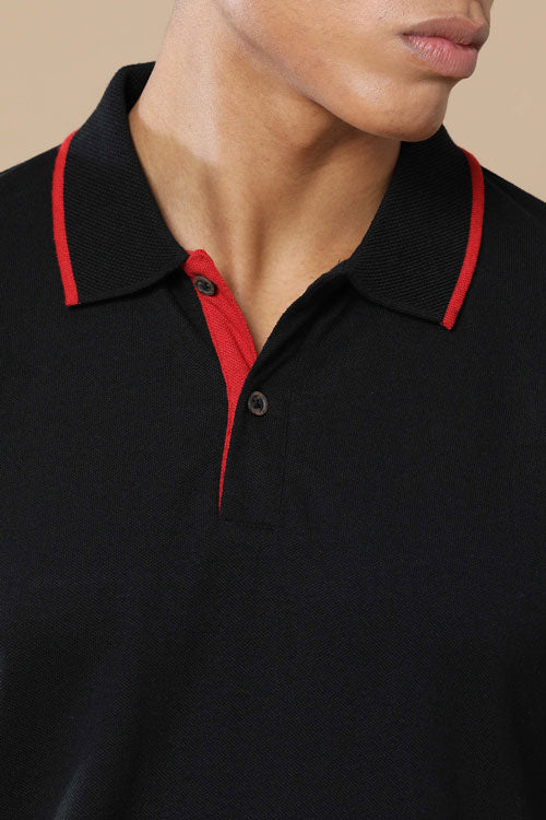Sustainable Jacquard Polo T-Shirt — Recycled Cotton, HD Jacquard Collar & Cuffs