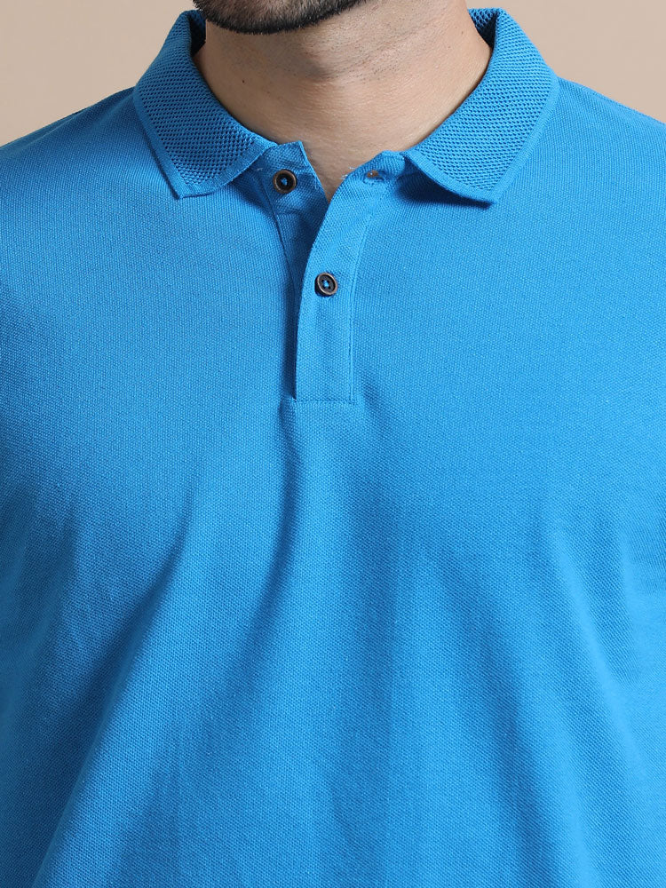 Sustainable Jacquard Polo T-Shirt — Recycled Cotton, HD Jacquard Collar & Cuffs