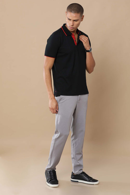 Sustainable Jacquard Polo T-Shirt — Recycled Cotton, HD Jacquard Collar & Cuffs