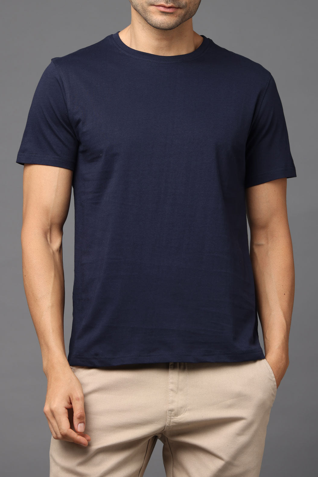 Custom Round Neck T-Shirt – 180 GSM Cotton | Logo Printing Available