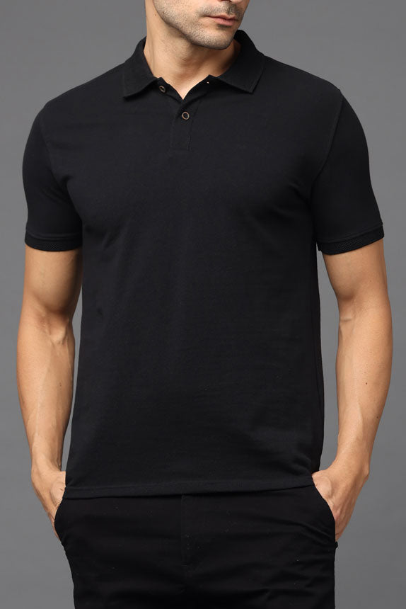 Sustainable Jacquard Polo T-Shirt — Recycled Cotton, HD Jacquard Collar & Cuffs