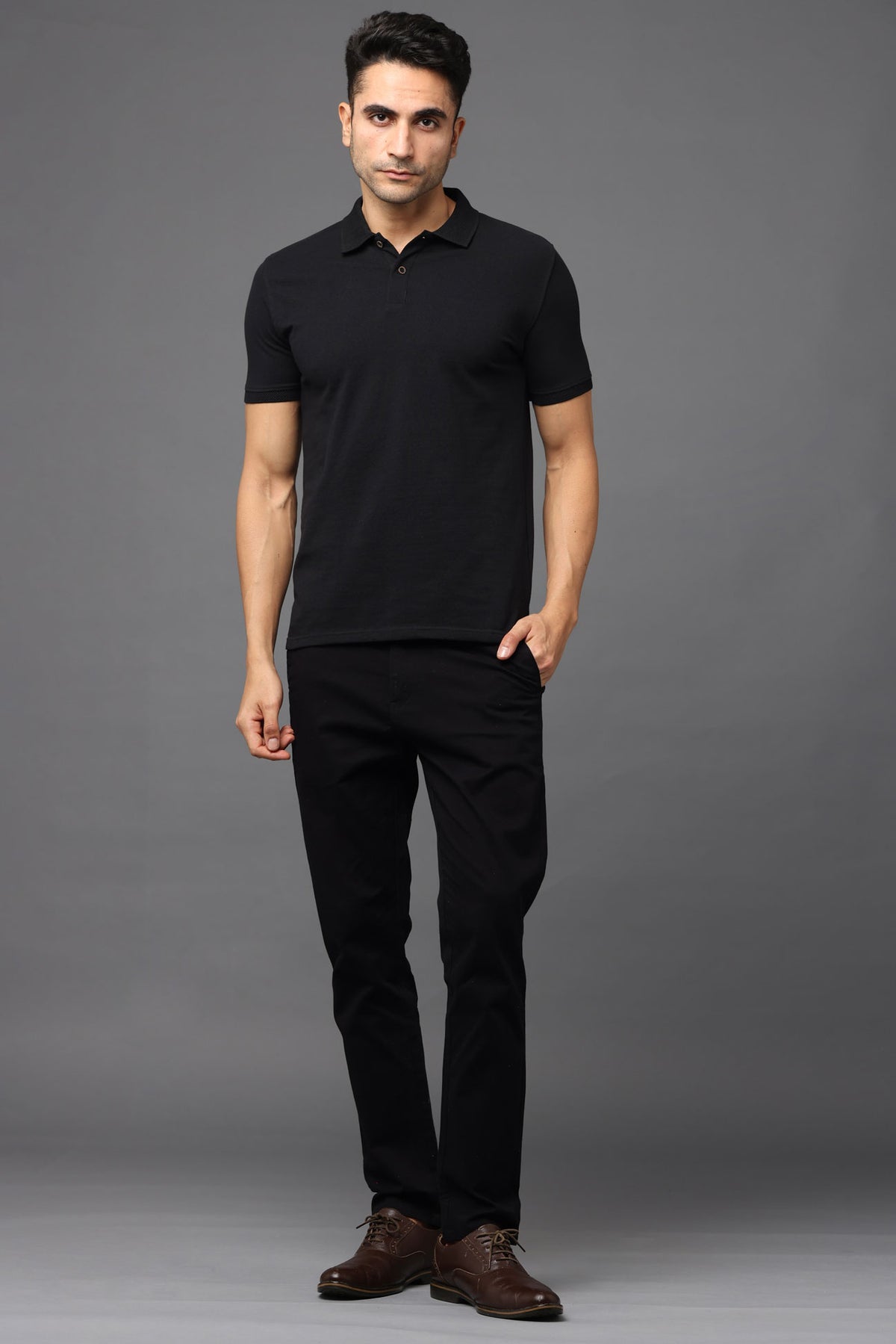 Sustainable Jacquard Polo T-Shirt — Recycled Cotton, HD Jacquard Collar & Cuffs