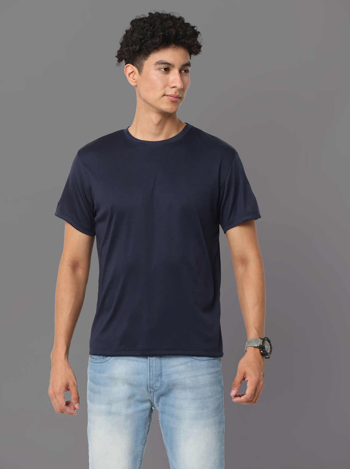 Custom Dry-Fit Round Neck T-Shirt – 140 GSM Polyester | Logo Printing Available