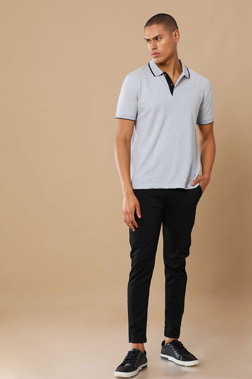 Sustainable Jacquard Polo T-Shirt — Recycled Cotton, HD Jacquard Collar & Cuffs