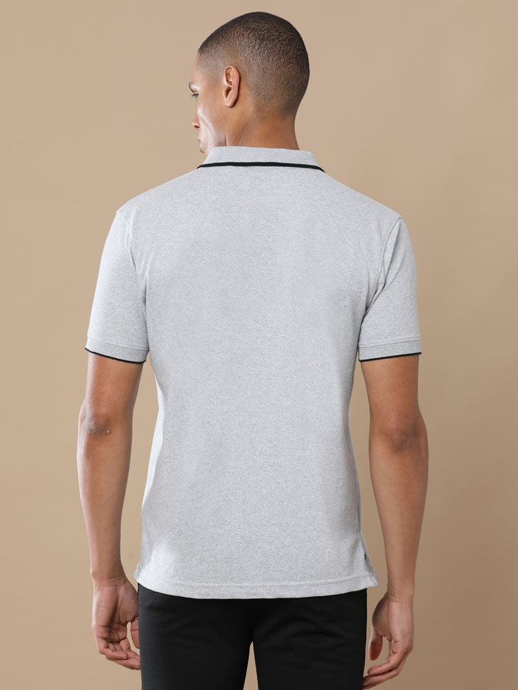 Sustainable Jacquard Polo T-Shirt — Recycled Cotton, HD Jacquard Collar & Cuffs