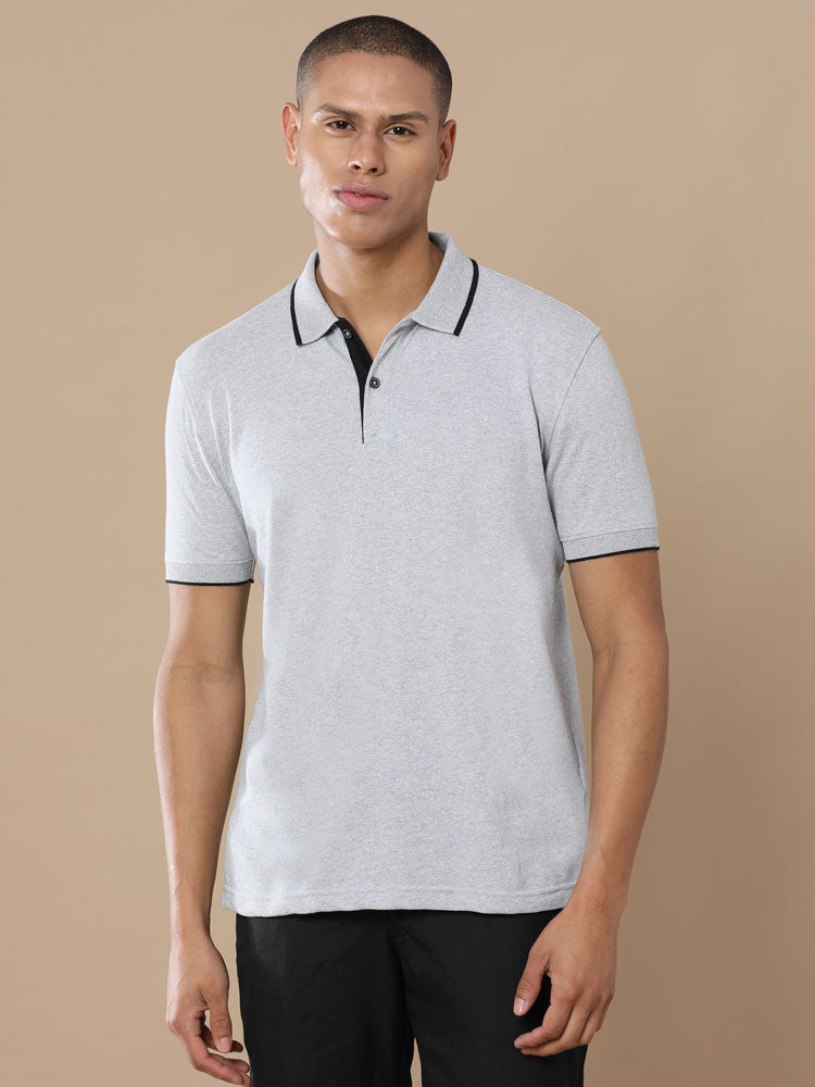 Sustainable Jacquard Polo T-Shirt — Recycled Cotton, HD Jacquard Collar & Cuffs