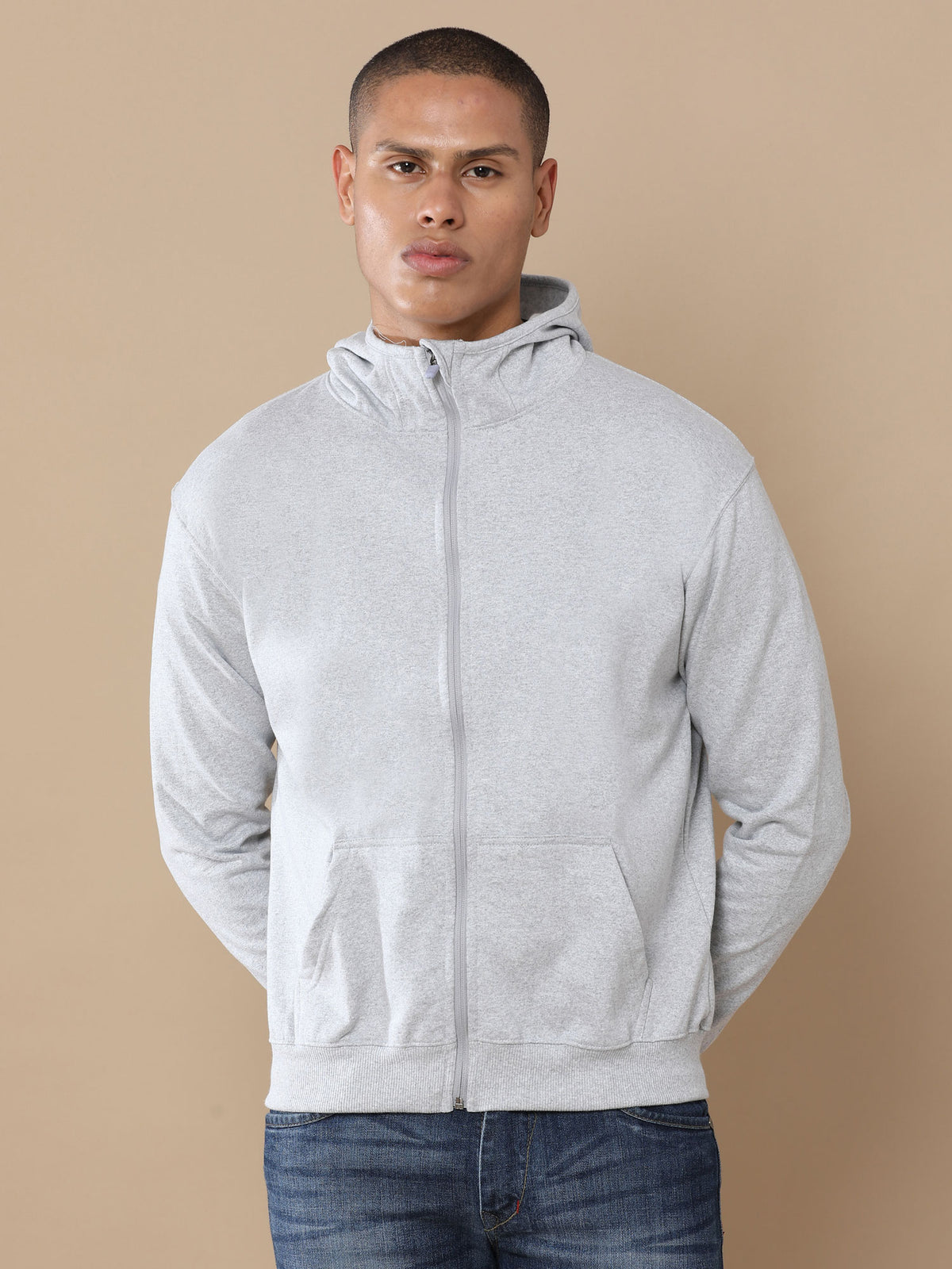 Gray unisex zip-up hoodie for bulk and custom orders – Printello