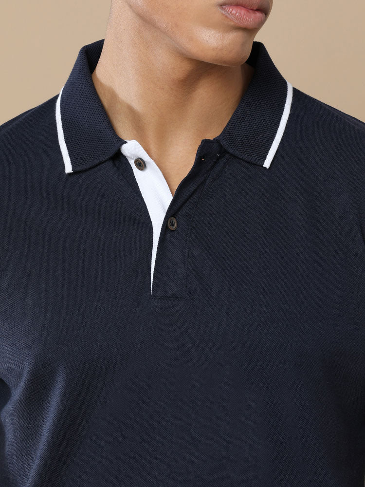 Sustainable Jacquard Polo T-Shirt — Recycled Cotton, HD Jacquard Collar & Cuffs