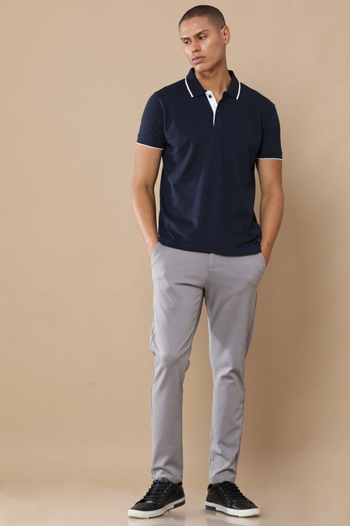 Sustainable Jacquard Polo T-Shirt — Recycled Cotton, HD Jacquard Collar & Cuffs