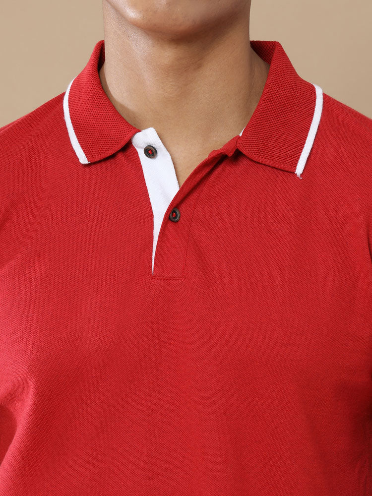 Sustainable Jacquard Polo T-Shirt — Recycled Cotton, HD Jacquard Collar & Cuffs