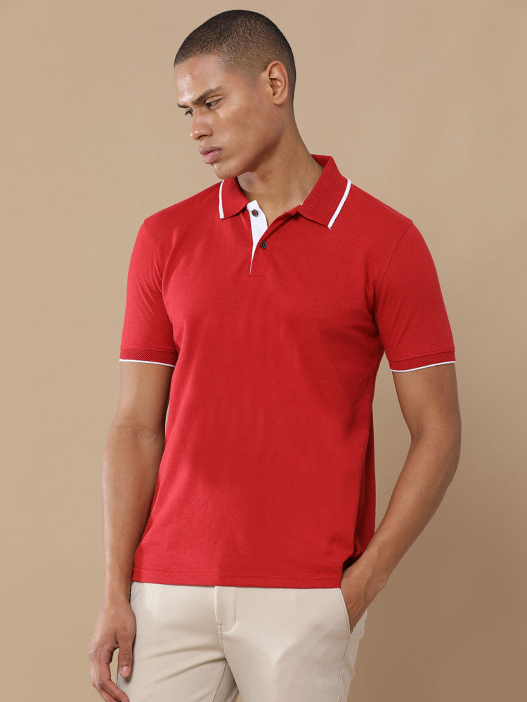 Sustainable Jacquard Polo T-Shirt — Recycled Cotton, HD Jacquard Collar & Cuffs