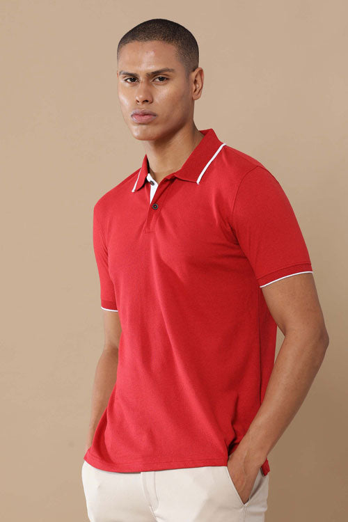 Sustainable Jacquard Polo T-Shirt — Recycled Cotton, HD Jacquard Collar & Cuffs