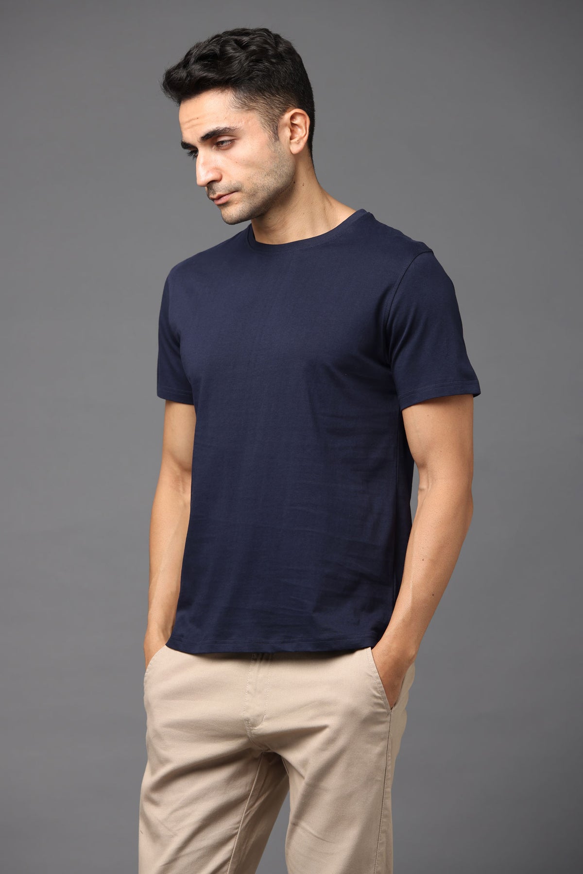 Custom Round Neck T-Shirt – 180 GSM Cotton | Logo Printing Available