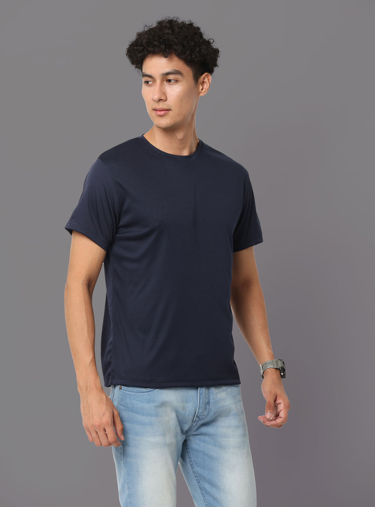 Custom Dry-Fit Round Neck T-Shirt – 140 GSM Polyester | Logo Printing Available