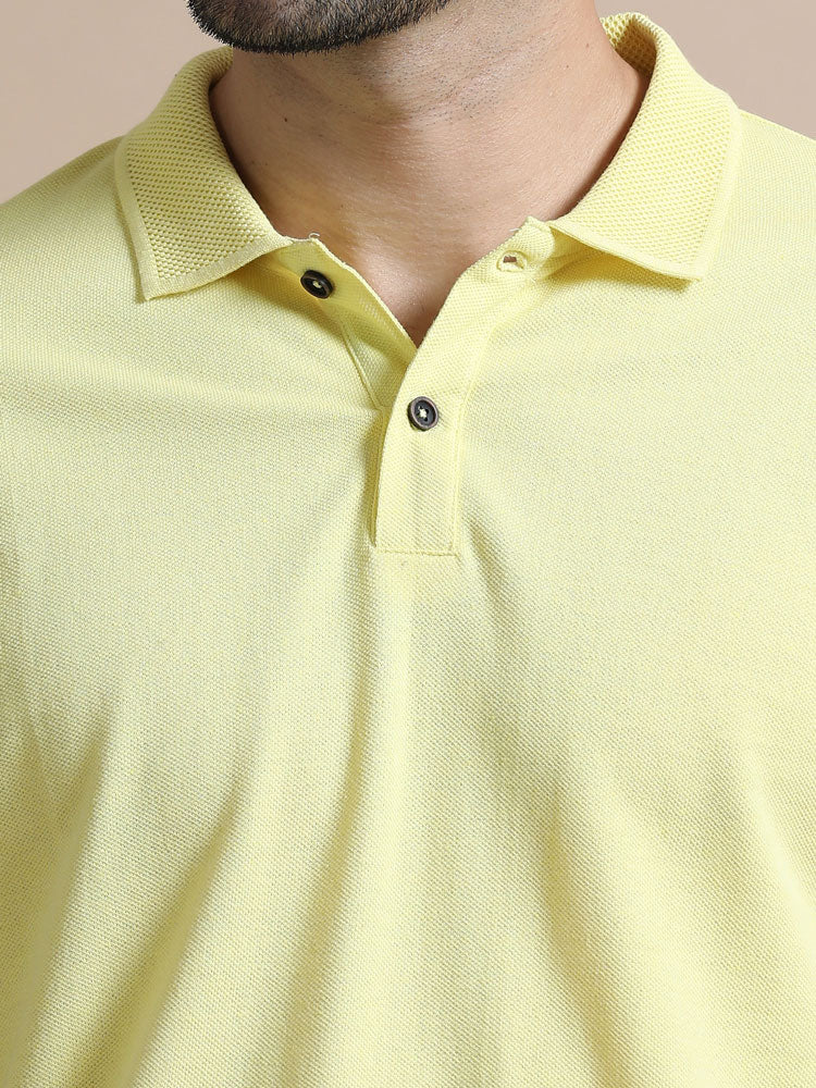 Sustainable Jacquard Polo T-Shirt — Recycled Cotton, HD Jacquard Collar & Cuffs