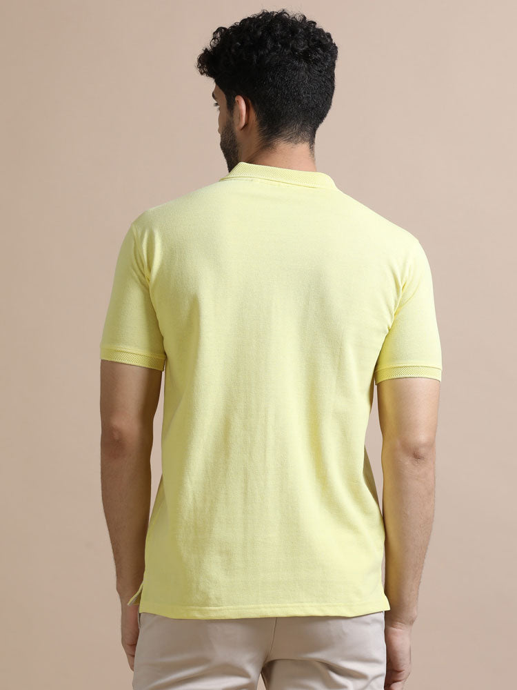 Sustainable Jacquard Polo T-Shirt — Recycled Cotton, HD Jacquard Collar & Cuffs