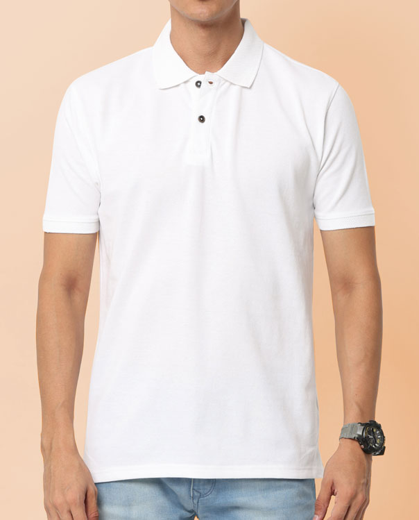 Sustainable Jacquard Polo T-Shirt — Recycled Cotton, HD Jacquard Collar & Cuffs