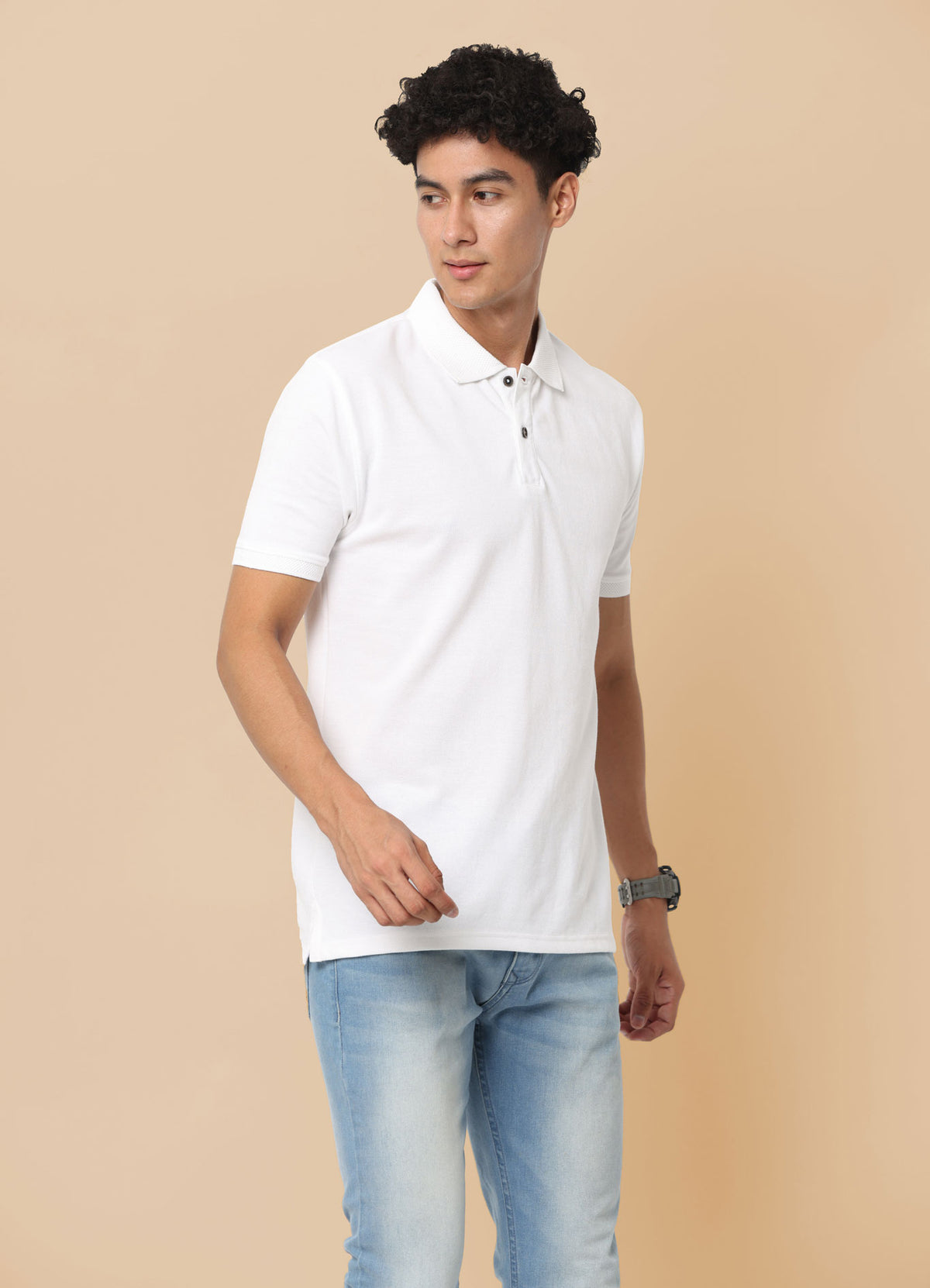 Sustainable Jacquard Polo T-Shirt — Recycled Cotton, HD Jacquard Collar & Cuffs
