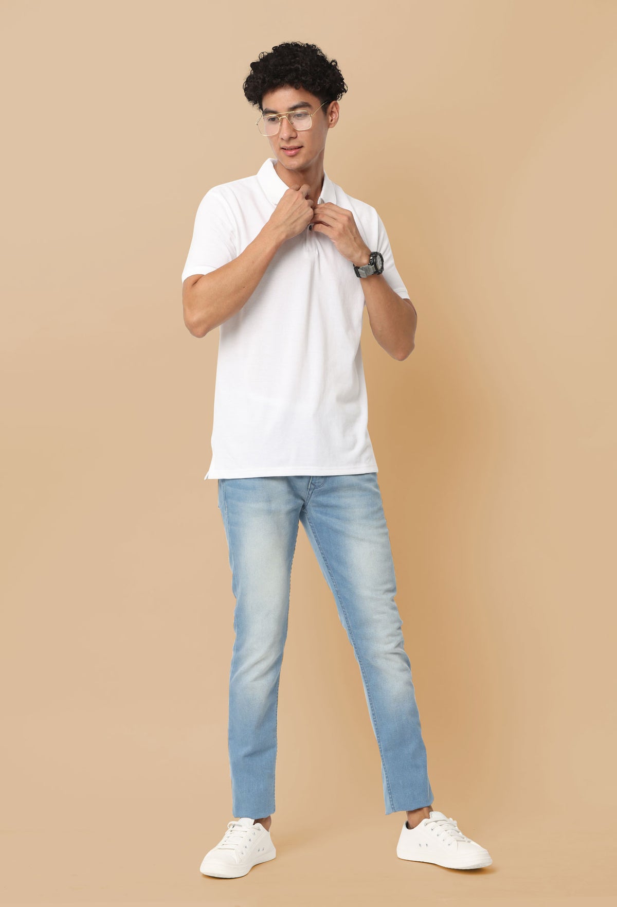 Sustainable Jacquard Polo T-Shirt — Recycled Cotton, HD Jacquard Collar & Cuffs