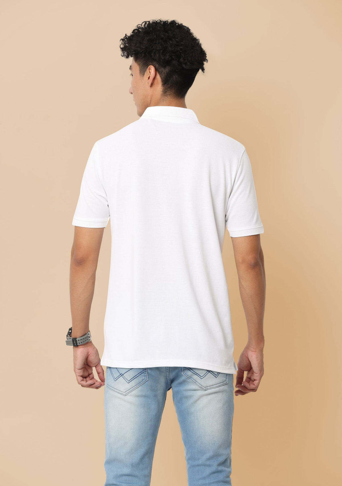 Sustainable Jacquard Polo T-Shirt — Recycled Cotton, HD Jacquard Collar & Cuffs