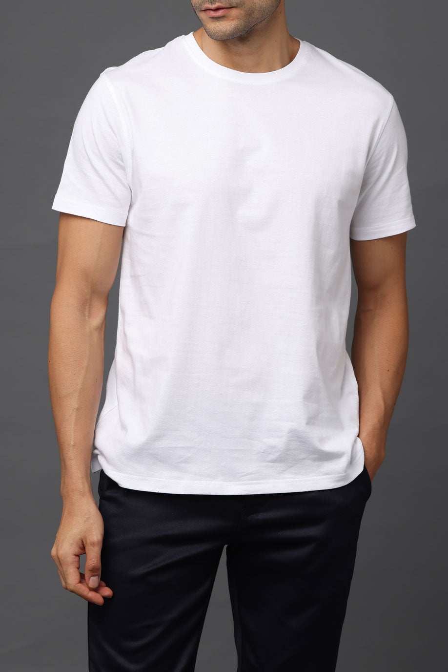 Custom Round Neck T-Shirt – 180 GSM Cotton | Logo Printing Available